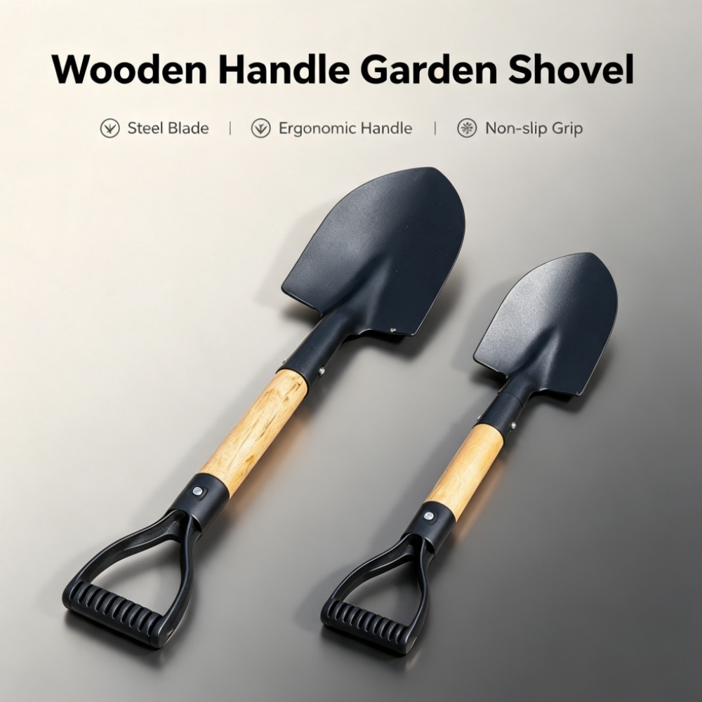 Gardening Tools Hoe - Natural Wood Handle Anti-Corrosion Steel Shovel,