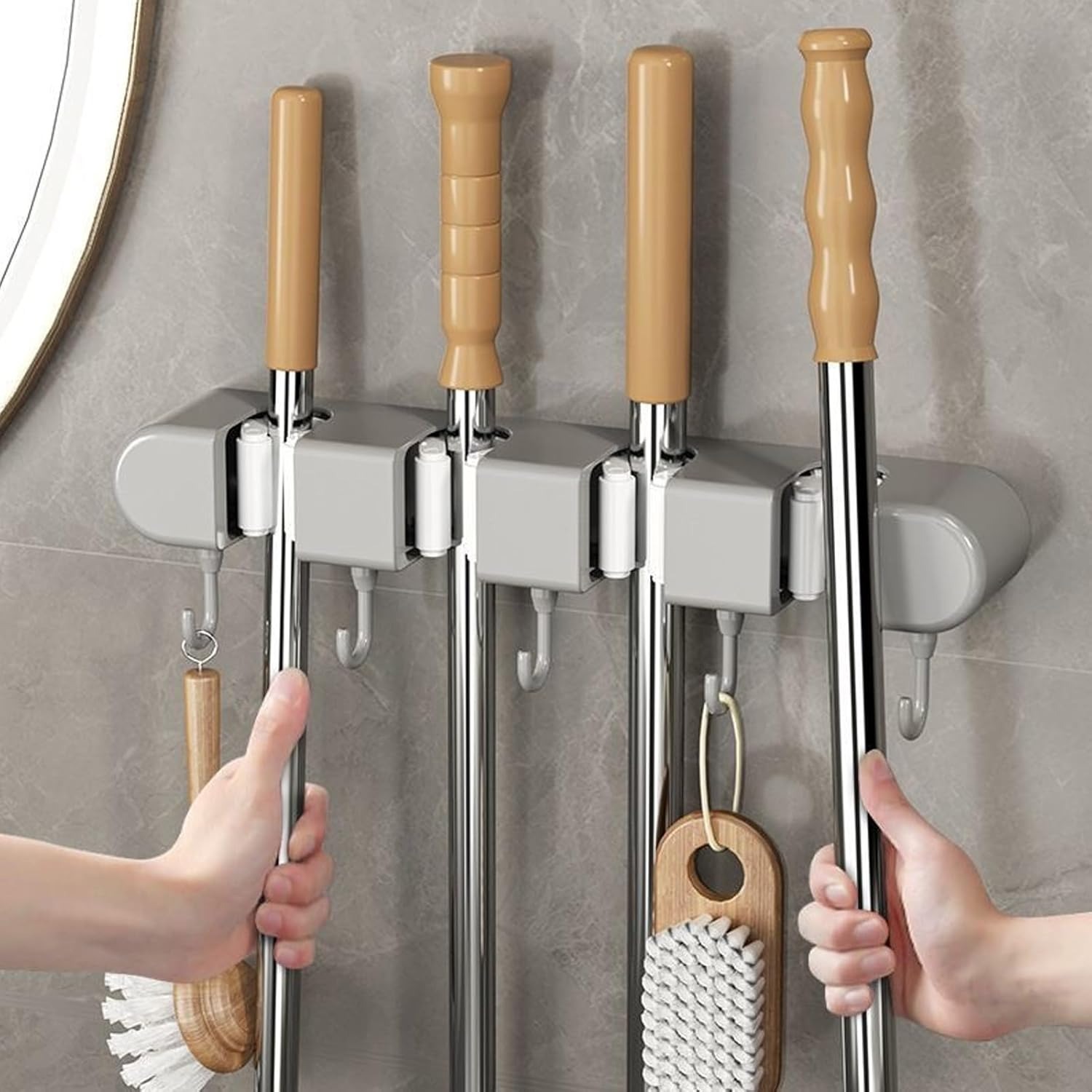 Broom Mop Holder Wall Mount, H - Gardening Tools Range ulasan dan harga