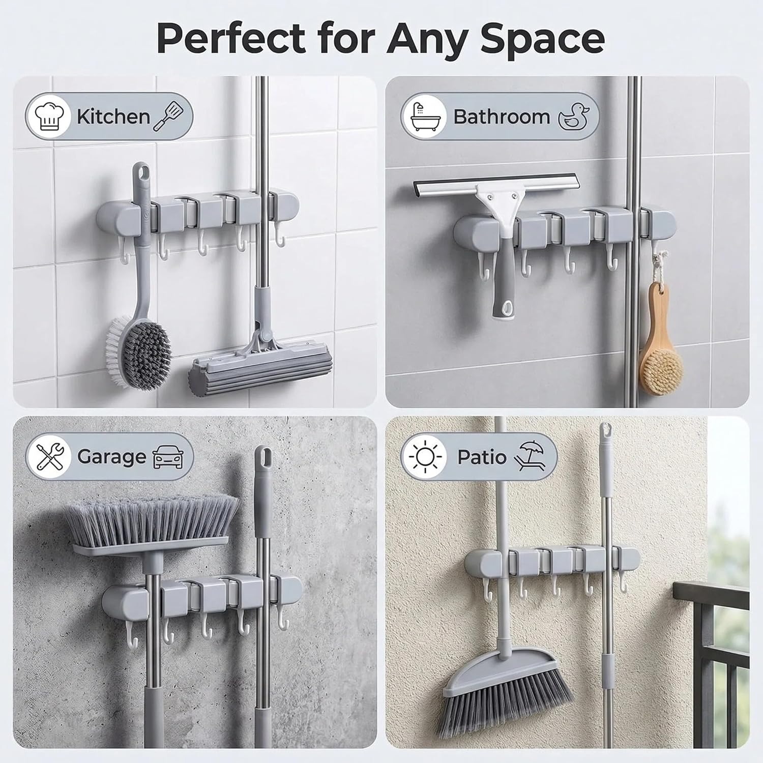 Broom Mop Holder Wall Mount, H - Gardening Tools Range ulasan dan harga