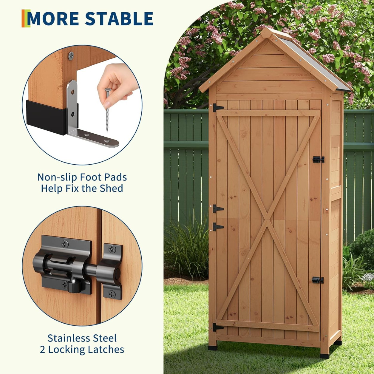Outdoor Wooden Storage Cabinet - Gardening Tools Organiser ulasan dan harga