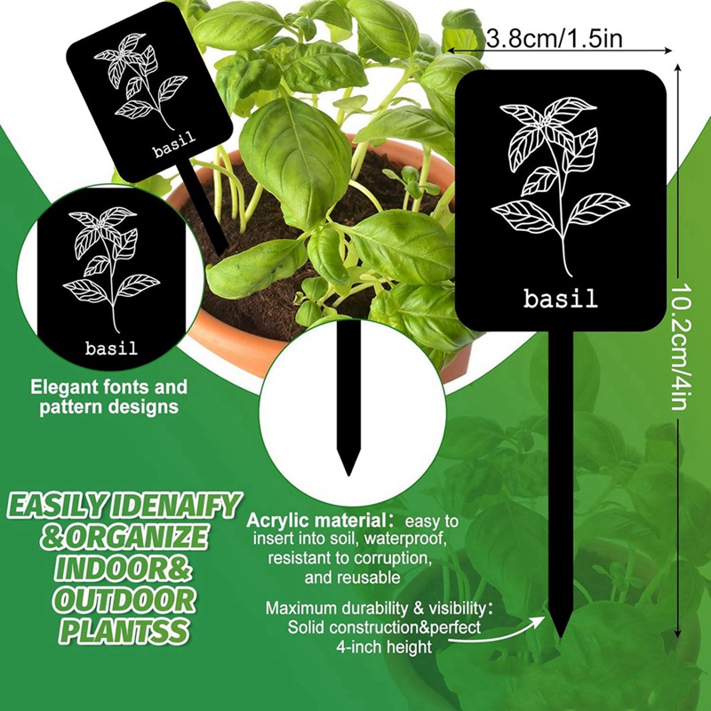 24Pcs Acrylic Plant Label Sign - Gardening Tools Names ulasan dan harga